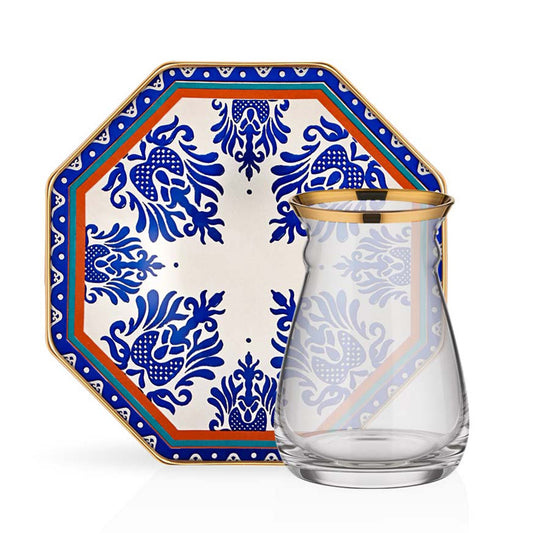 Hand Painted Turkish Tea Glass Set 12 Piece — 5 Oz, 2 Styles