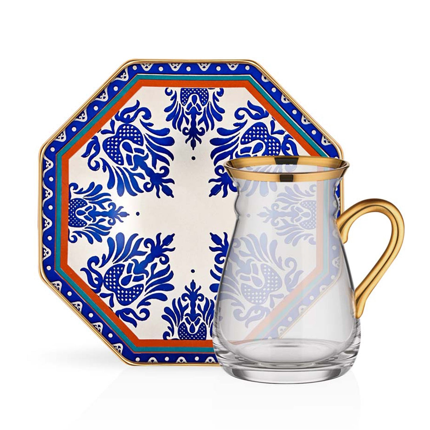 Hand Painted Turkish Tea Glass Set 12 Piece — 5 Oz, 2 Styles
