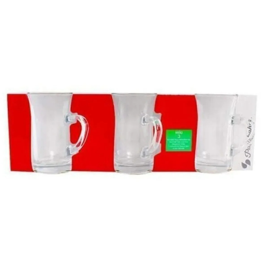 Tea Glass with Handle 3 Piece — Pasabahce Mila, 5 Oz