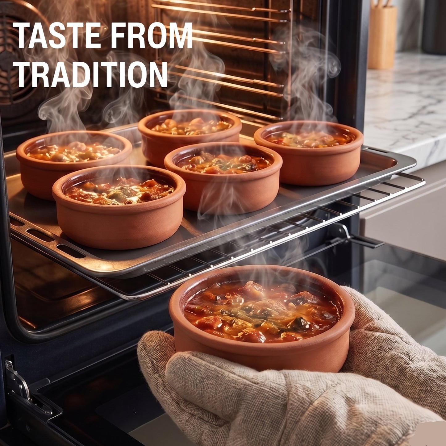 Glazed Terracotta Serving Bowls Set of 6 — Hitit, 8.5 Oz