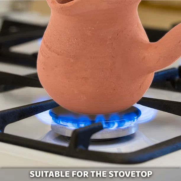 Terracotta Turkish Coffee Pot Handmade Clay — 2 Sizes