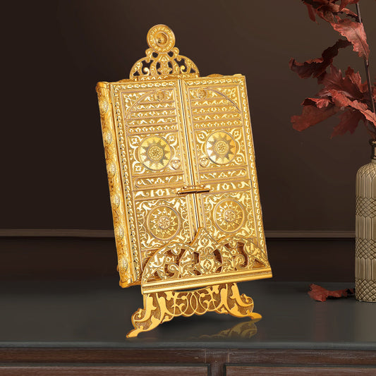 Luxury Metal Quran Box with Stand — Islamic Gift Box