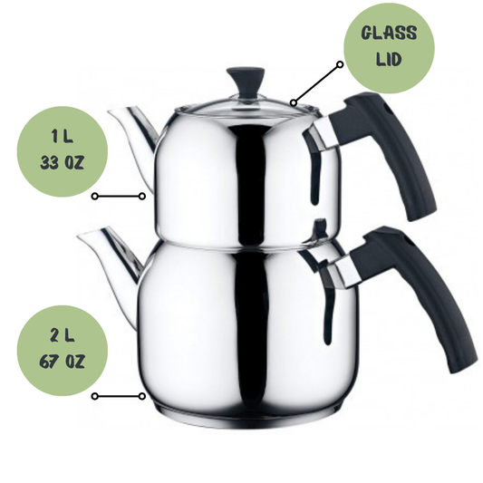 Turkish Teapot Set — Karizma Elegance, 33 & 67 Oz