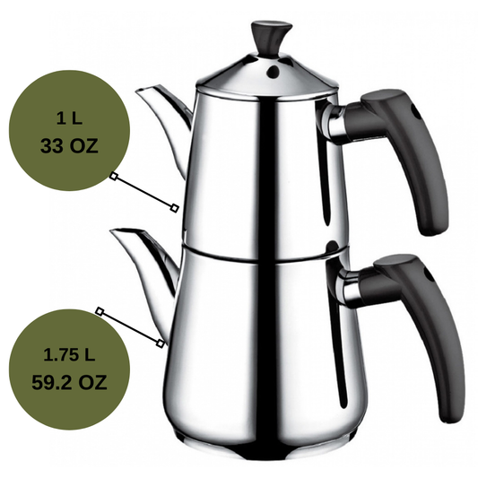 Turkish Teapot Set Pyramid Shape — Piramit, 33 & 59.2 Oz
