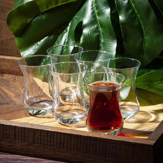 Turkish Tea Cup Set 6 Piece — Pasabahce Aida, 4.75 Oz