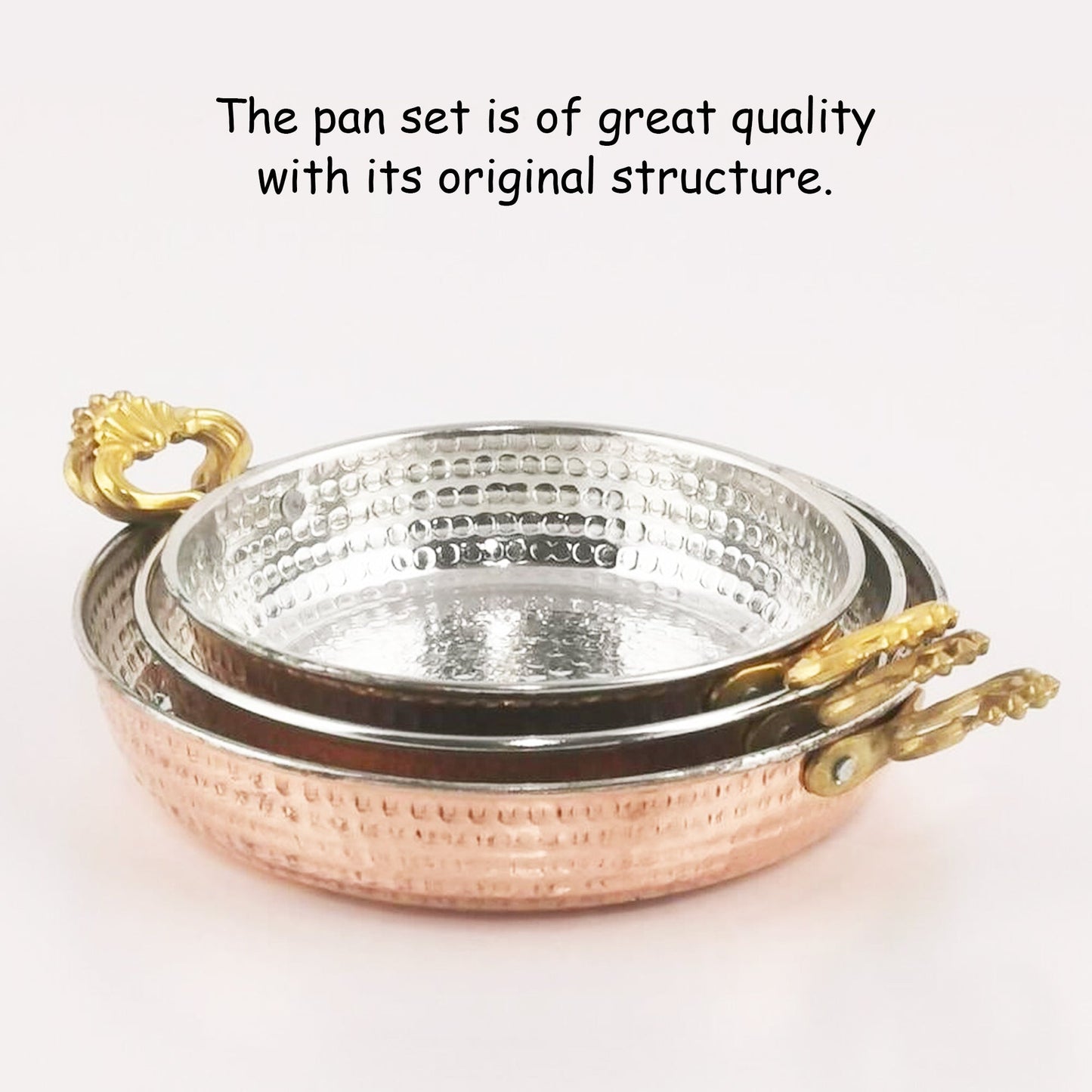 Handmade Copper Egg Frying Pan Set — 3 Piece, 5.5 to 7.1 Inch