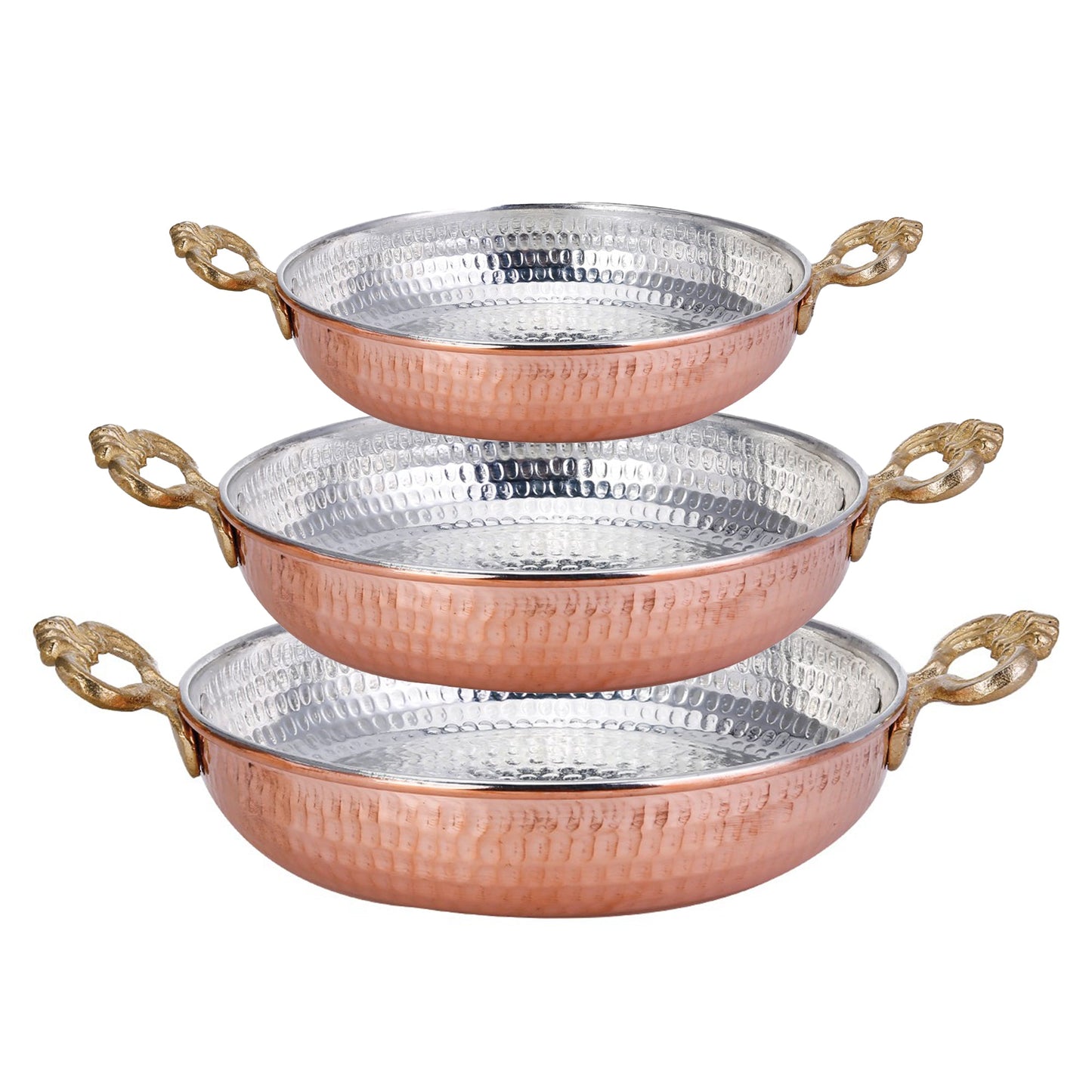 Handmade Copper Egg Frying Pan Set — 3 Piece, 5.5 to 7.1 Inch