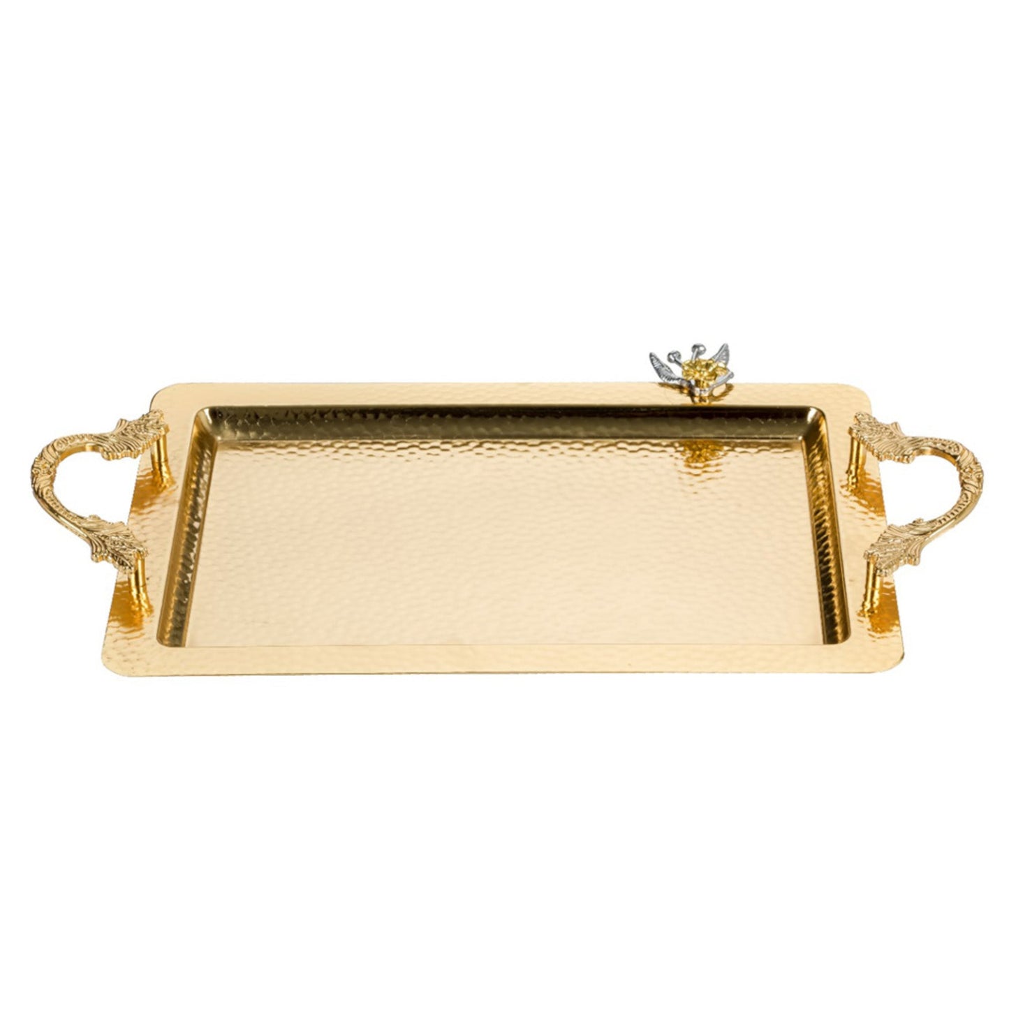 Hammered Gold Service Tray Large — 20.5 x 12.6 Inch