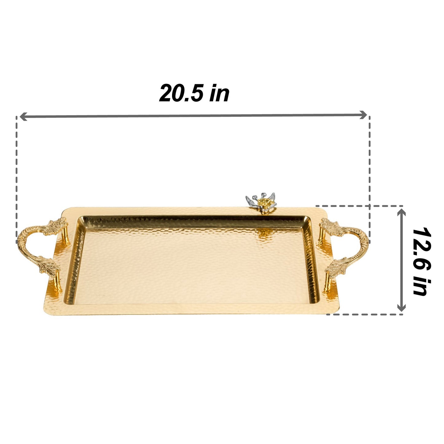 Hammered Gold Service Tray Large — 20.5 x 12.6 Inch