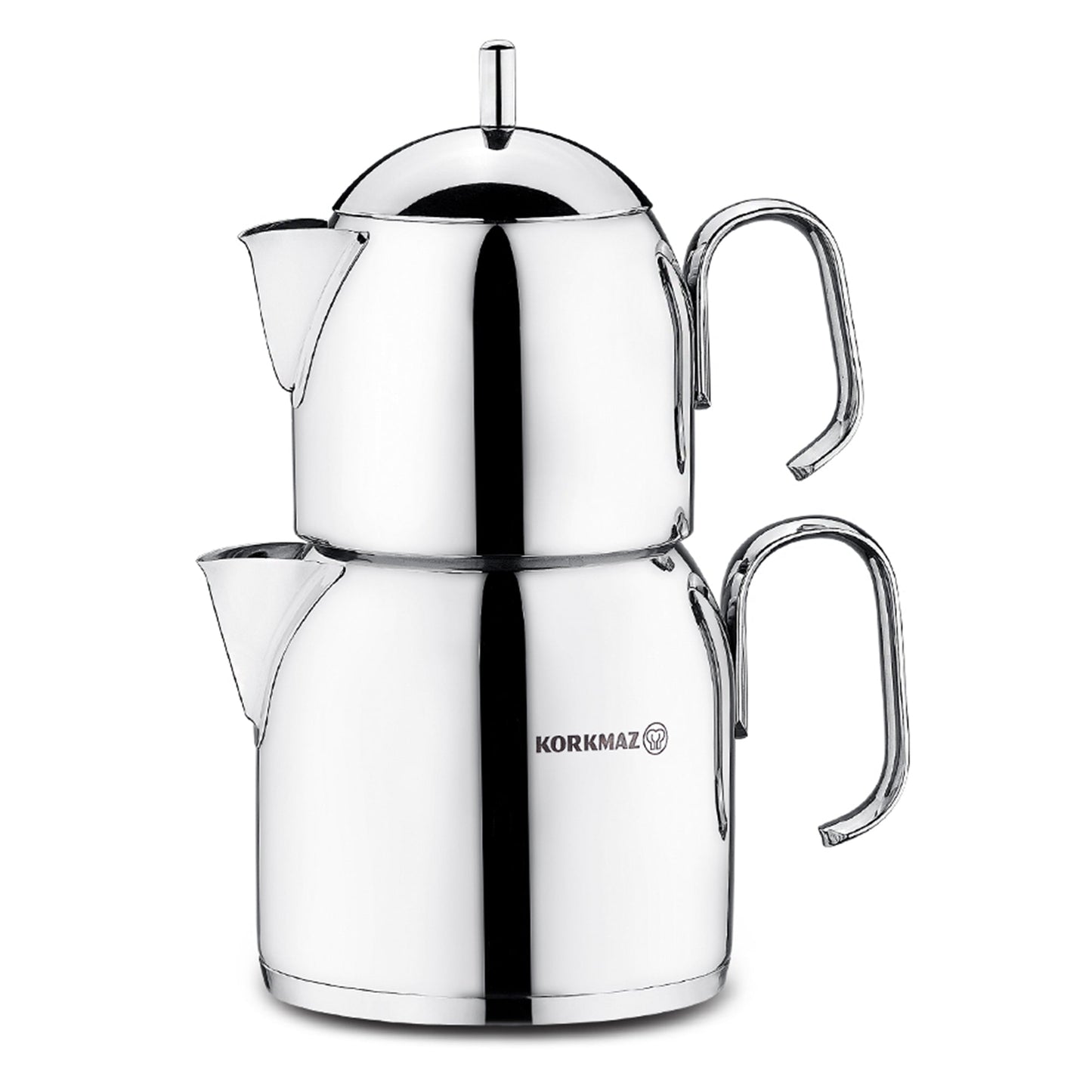 Turkish Teapot Set Stainless Steel — Korkmaz Pera, Maxi & Mega