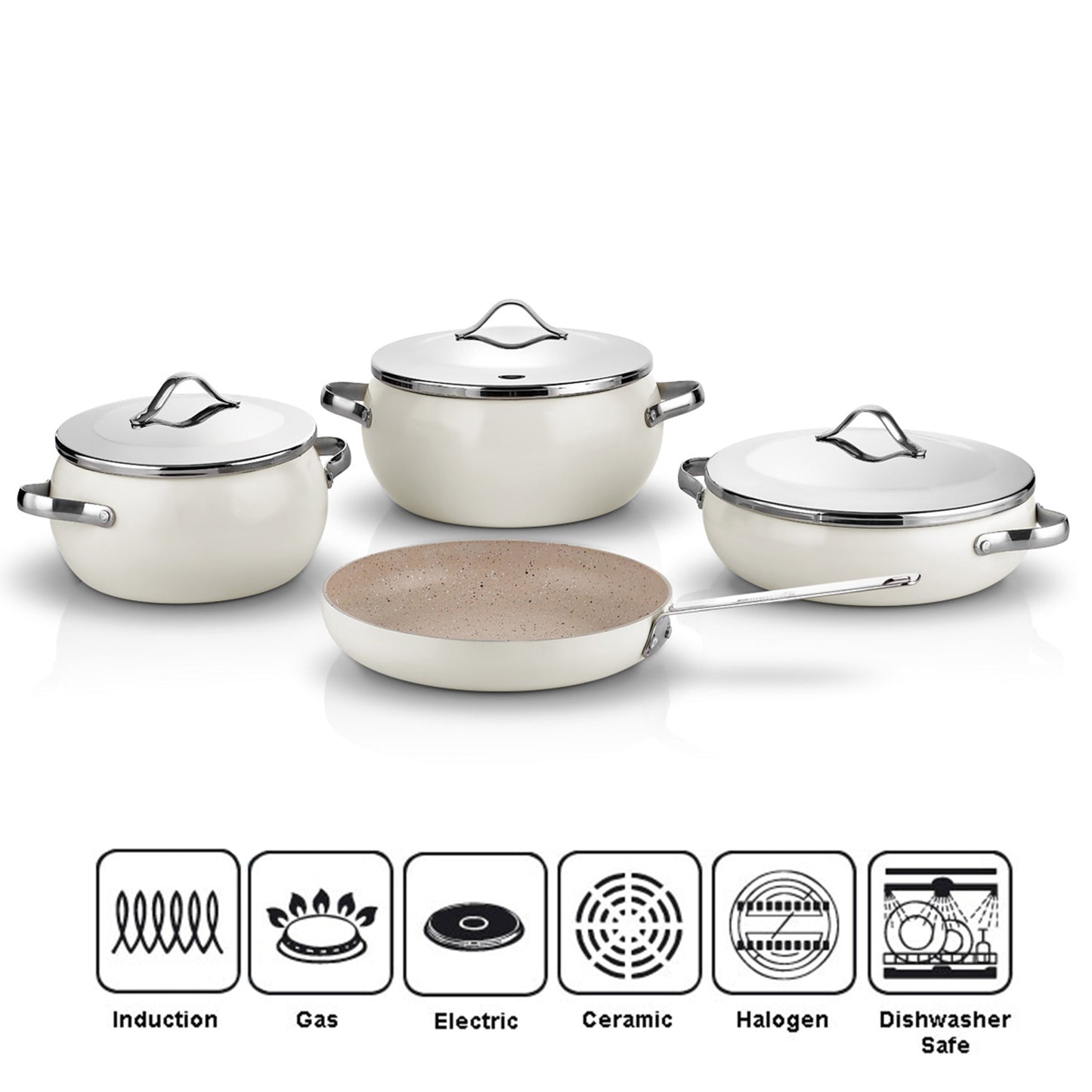 Korkmaz Lumia Granite Nonstick Cookware Set 7 Piece — Oven Safe