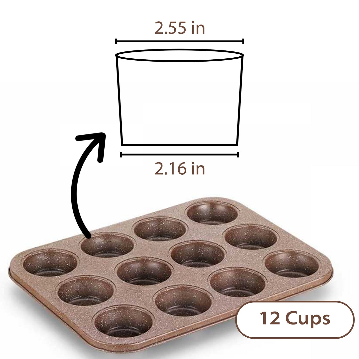 Granite Nonstick Muffin and Cupcake Pan 12 Cup — Korkmaz