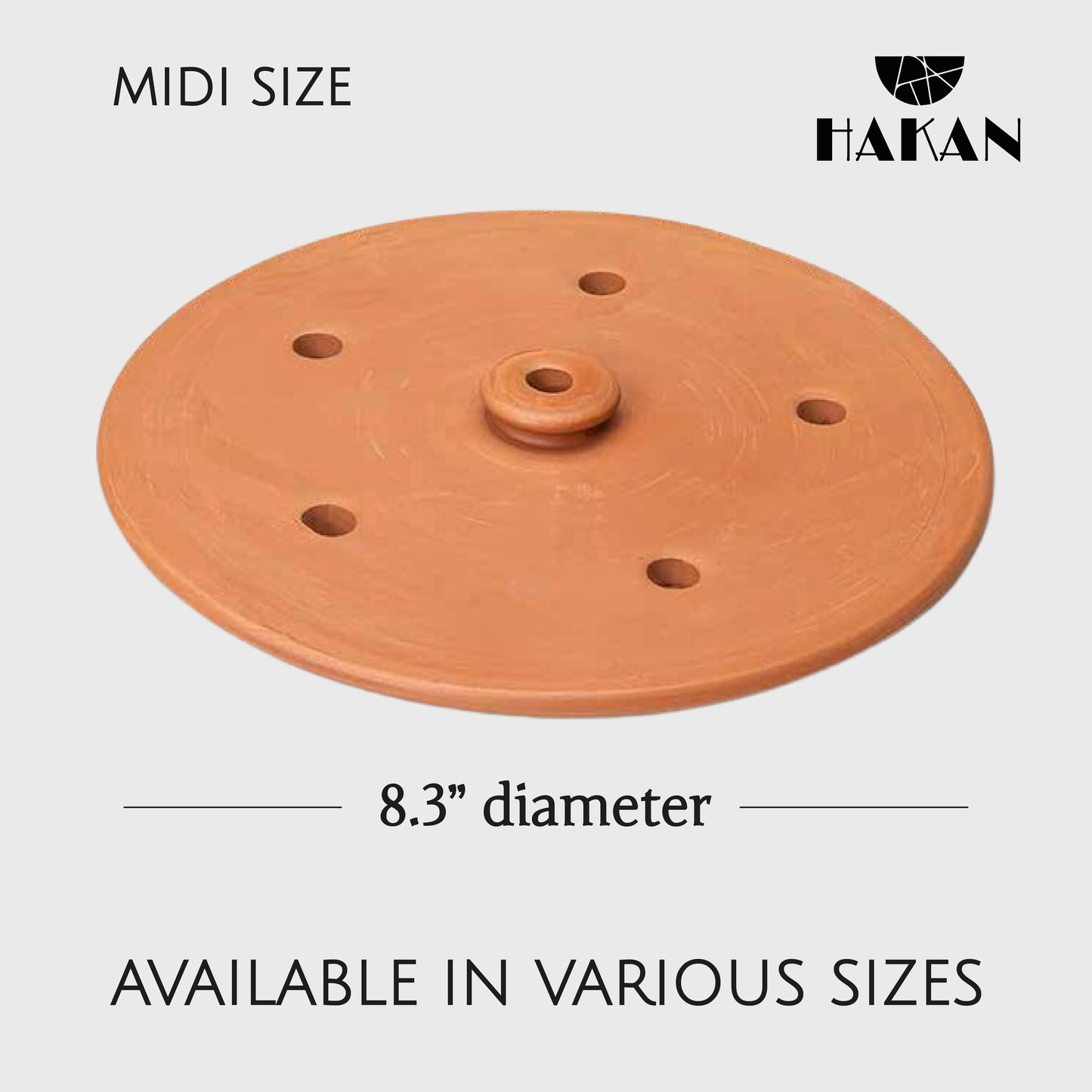 Terracotta Grape Leaf Roll Lid Unglazed — 5 Sizes, 7.1 to 11.8 Inch