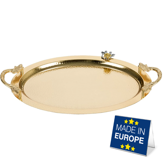 Ornamental Oval Serving Tray with Handles — 19.6 x 13 Inch
