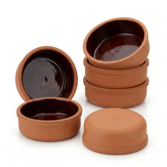 Glazed Terracotta Serving Bowls Set of 6 — Hitit, 8.5 Oz