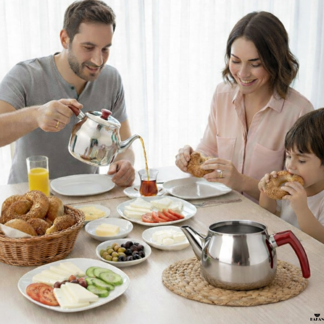 Double Turkish Teapot Set Stainless Steel — Bondy, 3 Sizes
