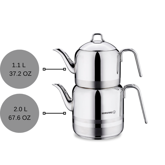 Turkish Teapot Set — Korkmaz Astra, Large Mega Jumbo Sizes
