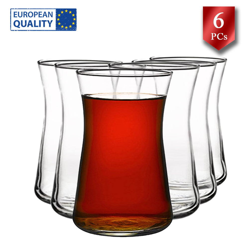 Turkish Tea Cup Set 6 Piece — Pasabahce Heybeli, 5.4 Oz
