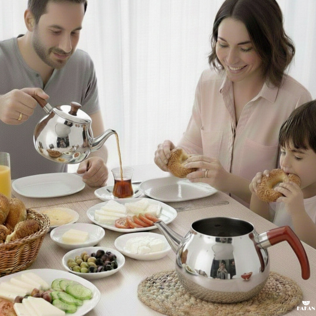 Double Turkish Teapot Set Stainless Steel — Bondy, 3 Sizes