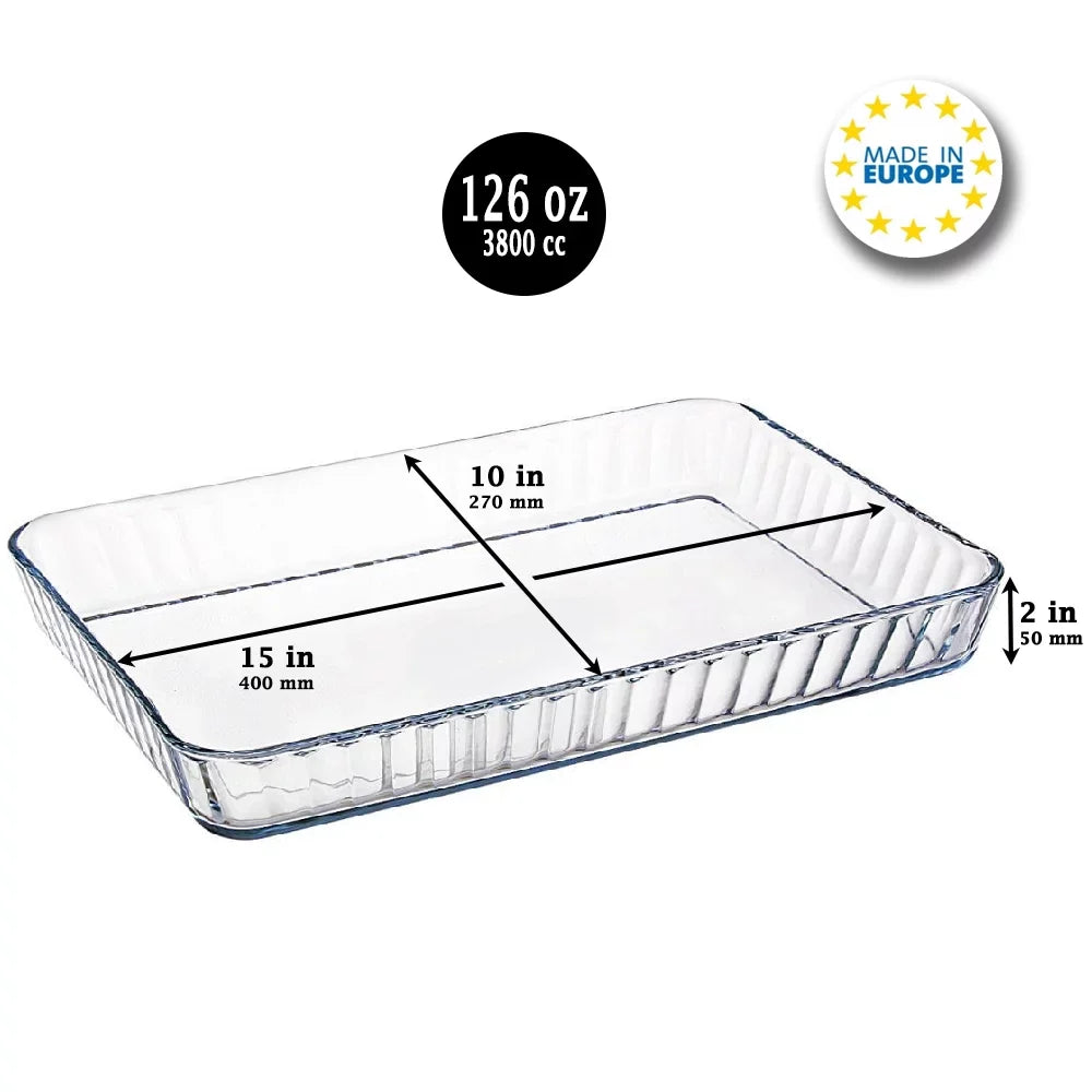 Pasabahce Glass Casserole Dish Rectangular — 126 Oz