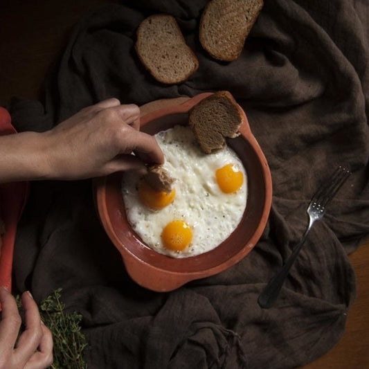 Terracotta Egg Pan Sahan — 10 Inch Earthenware Omelet Pan