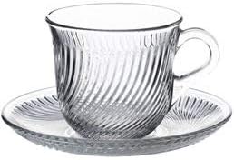 Turkish Tea Cups and Saucers 12 Piece — Pasabahce Marmara, 5.7 Oz