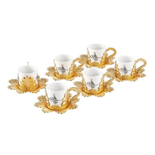 Arabic Coffee Cup Set Handmade with Saucers — 18 Piece, 2.36 Oz