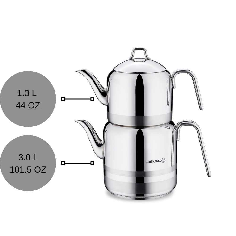 Turkish Teapot Set — Korkmaz Astra, Large Mega Jumbo Sizes