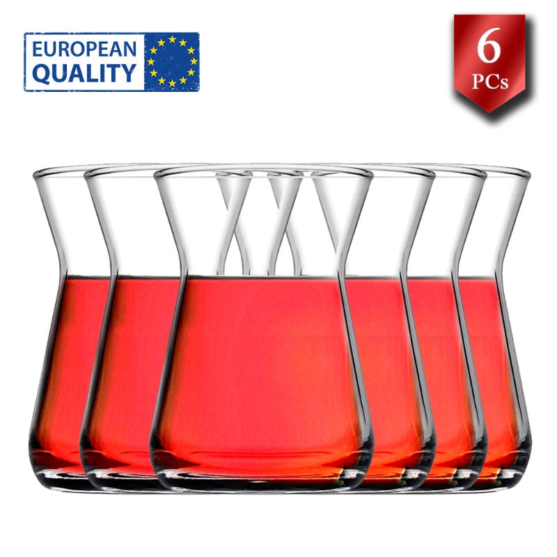 Turkish Tea Glass Set 6 Piece — Pasabahce Irem Clear, 4.5 Oz