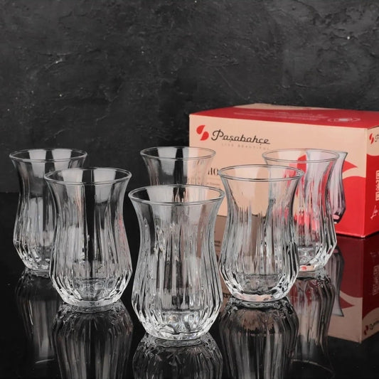 Turkish Tea Cup Set 6 Piece — Pasabahce Echo, 5.5 Oz
