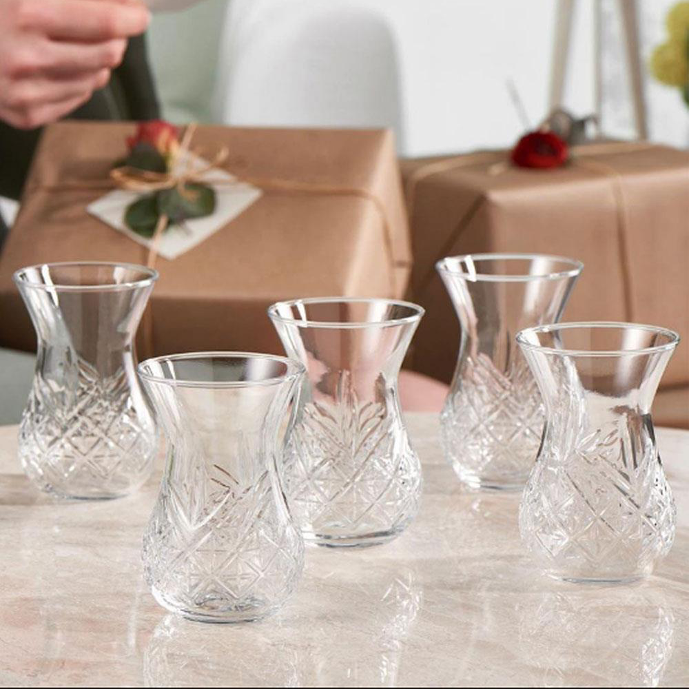 Turkish Teacup Set Timeless 6 Piece — Pasabahce, 5.75 Oz