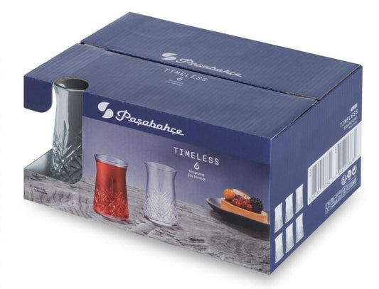 Turkish Tea Cup Set 6 Piece — Pasabahce Timeless, 5.5 Oz
