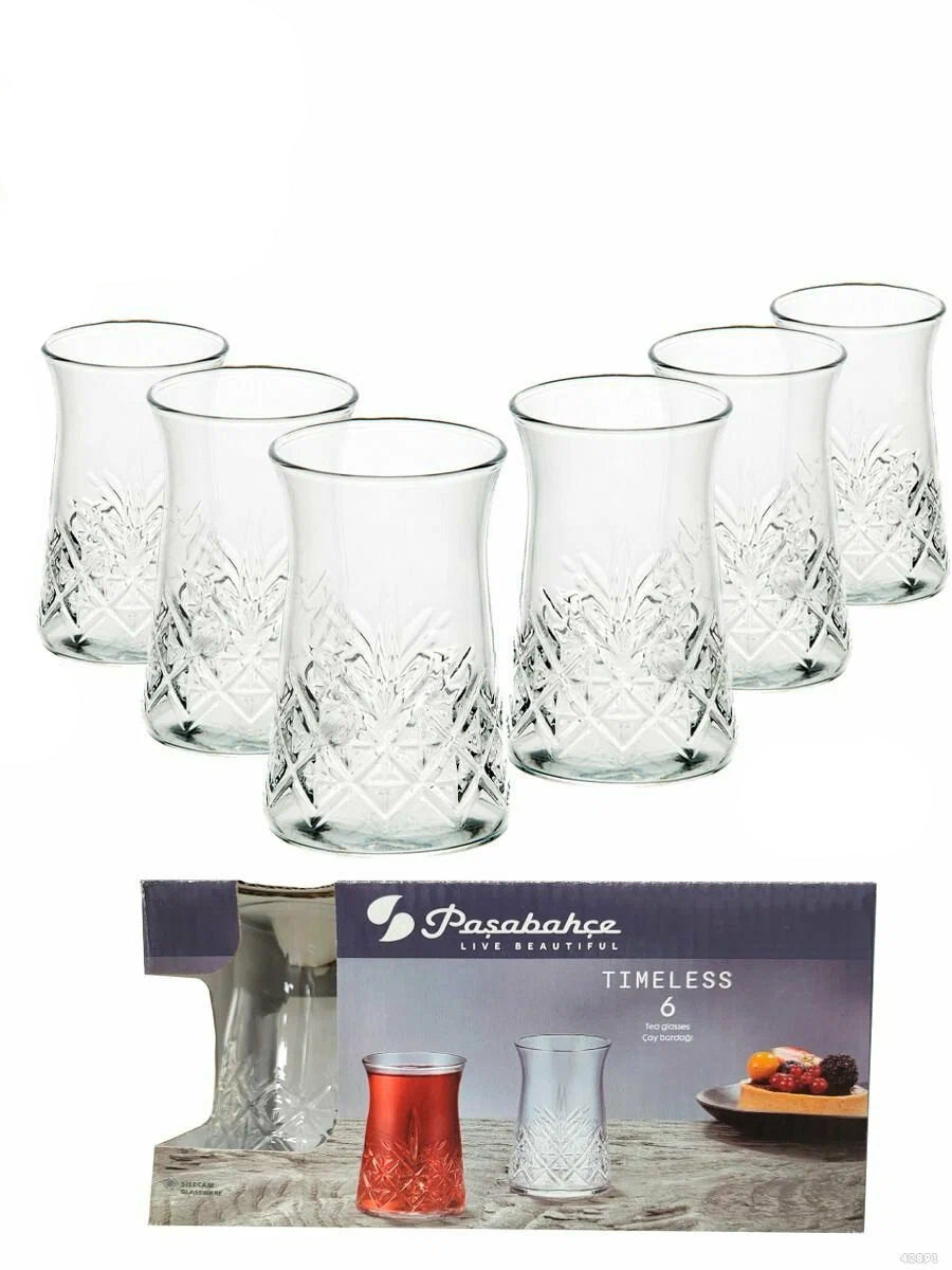 Turkish Tea Cup Set 6 Piece — Pasabahce Timeless, 5.5 Oz