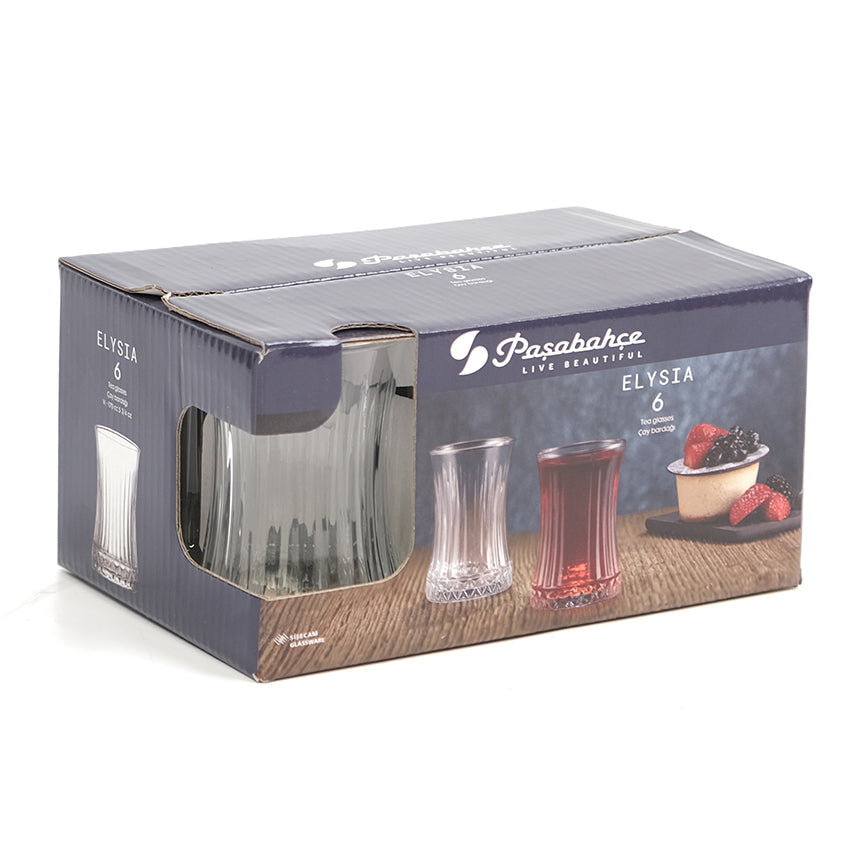 Turkish Tea Glasses 6 Piece — Pasabahce Elysia, 5.75 Oz