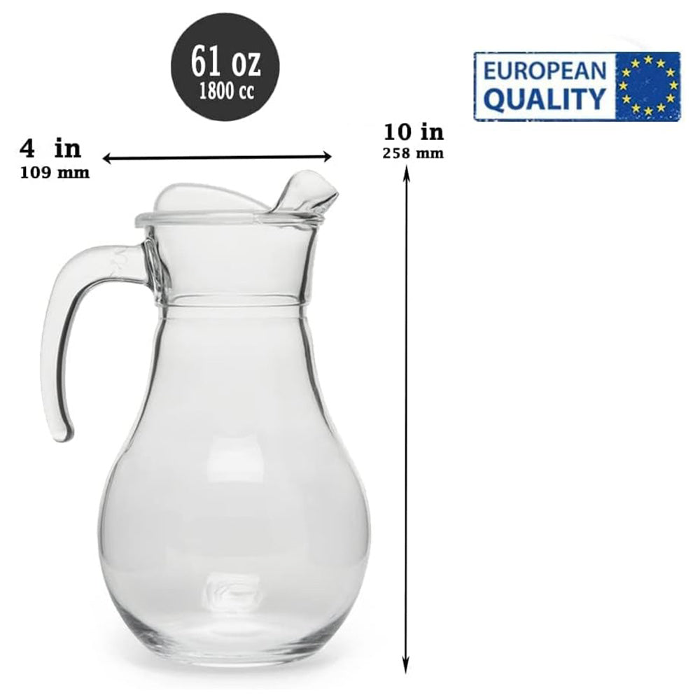Pasabahce Bistro Glass Water Jug with Lid — 61 Oz