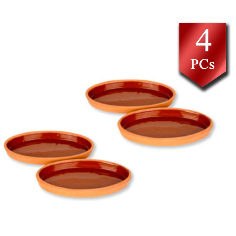Glazed Terracotta Mini Pots Set of 4 — Oval, 4.3 x 7 Inch