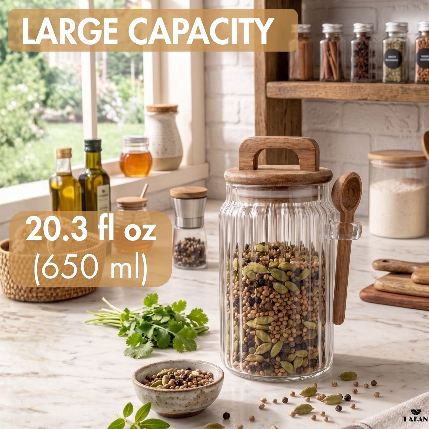 Borosilicate Glass Jar Airtight with Lid and Spoon — 3 Sizes