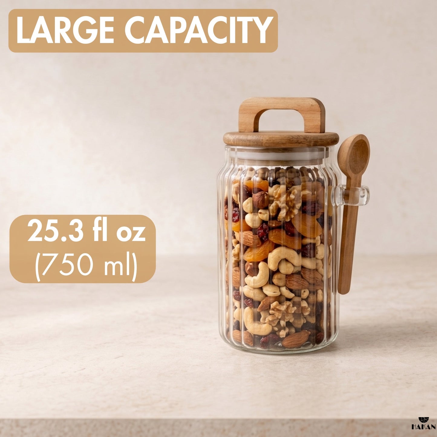 Borosilicate Glass Jar Airtight with Lid and Spoon — 3 Sizes