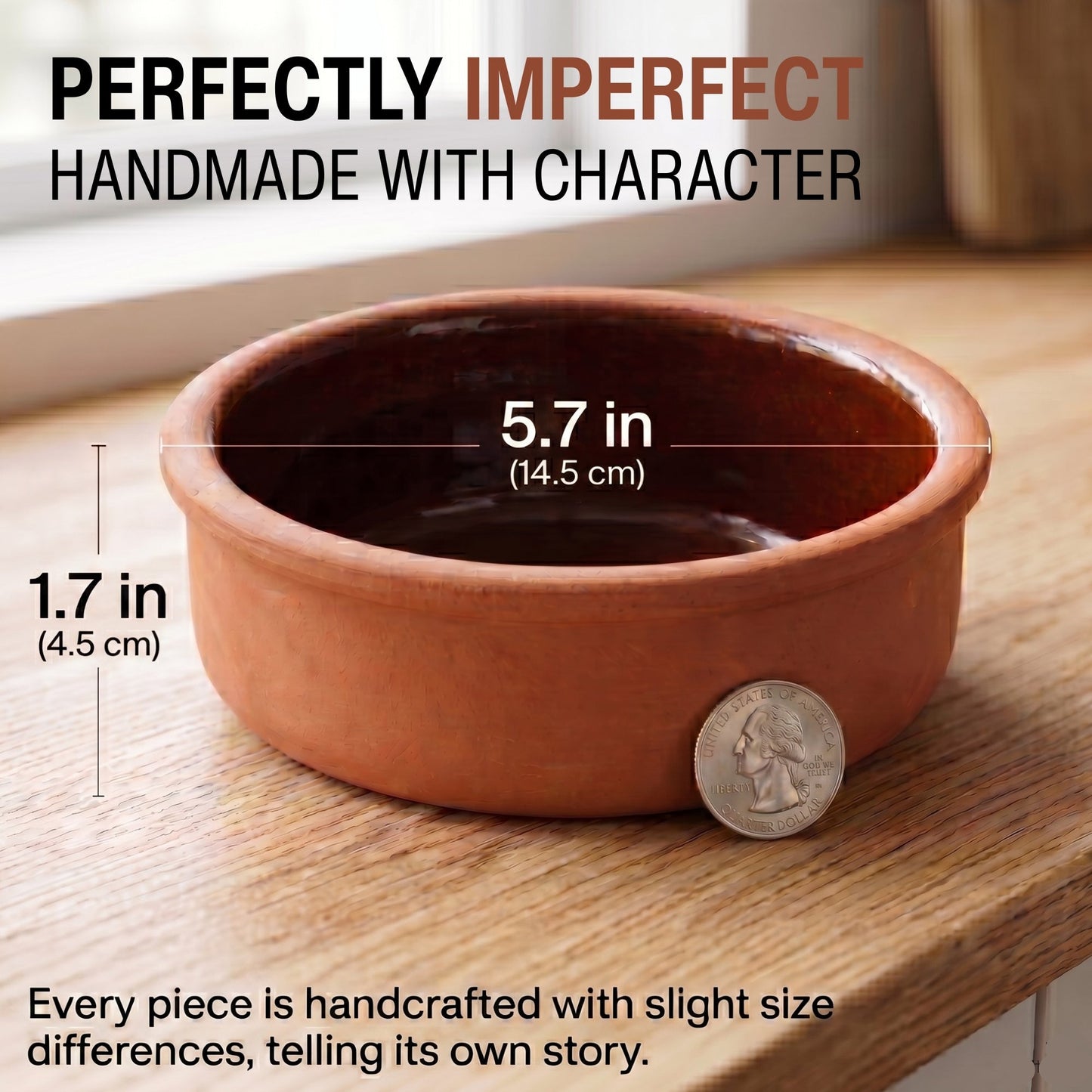 Glazed Terracotta Serving Bowls Set of 4 — Athens, 14.2 Oz