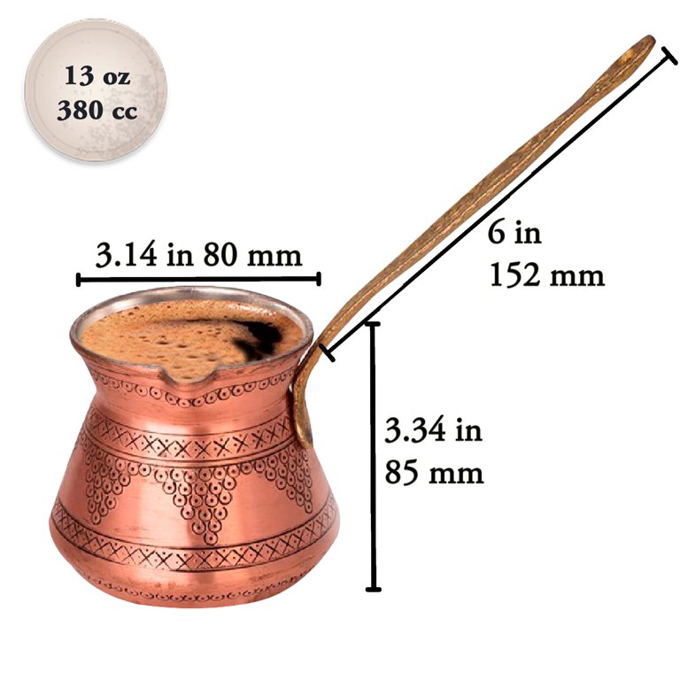 Copper Engraved Coffee Pot for Stovetop — 13 Oz & 20 Oz