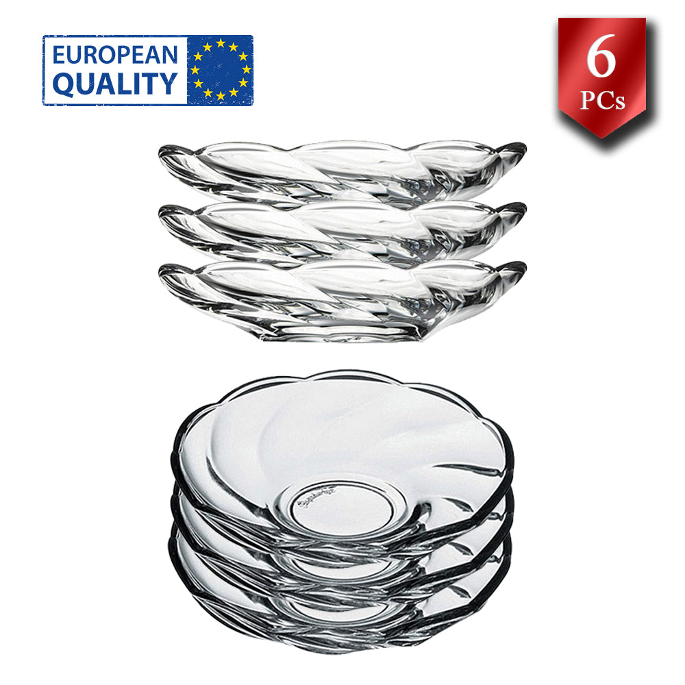 Turkish Tea Saucer Set 6 Piece — Pasabahce Bulgurlu, 4.3 Inch
