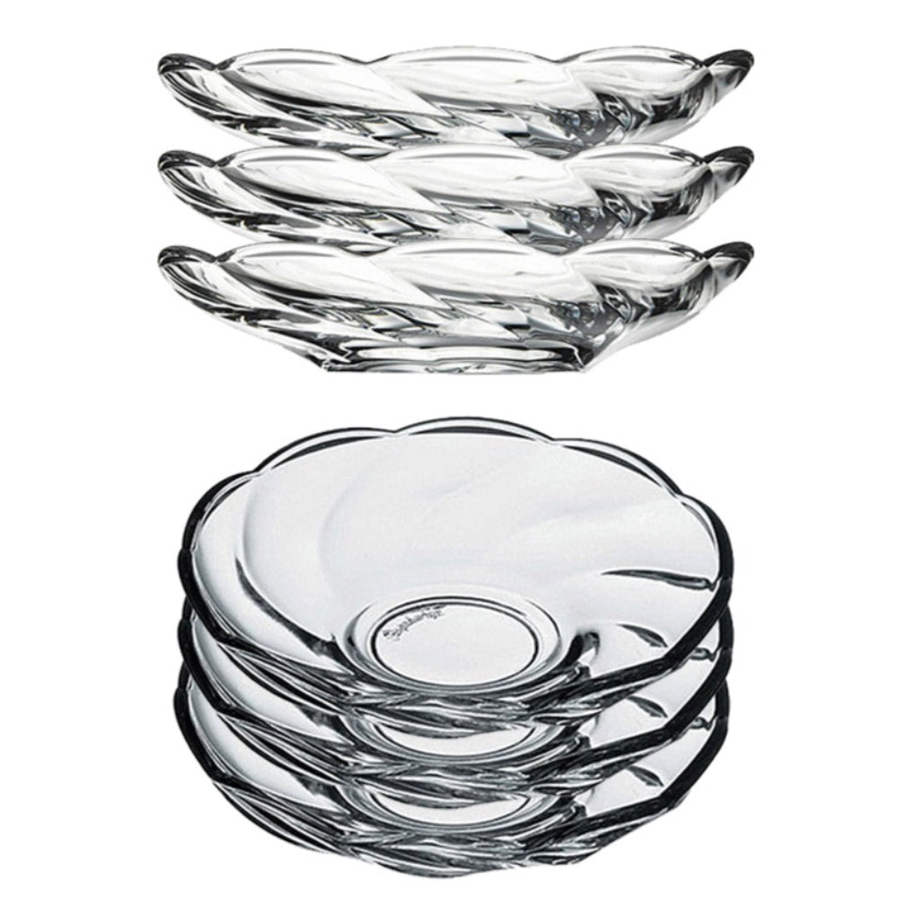 Turkish Tea Saucer Set 6 Piece — Pasabahce Bulgurlu, 4.3 Inch