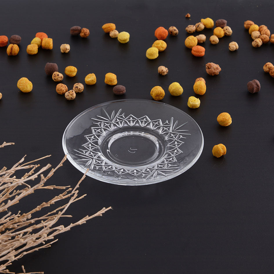 Turkish Tea Saucer Set 6 Piece — Pasabahce Timeless Round Glass Plates
