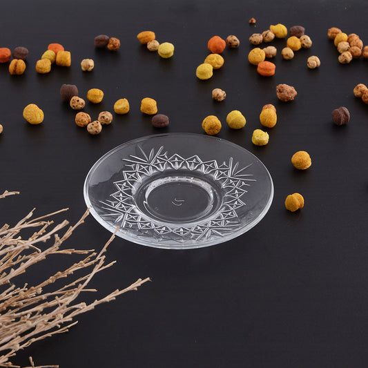 Turkish Tea Saucer Set 6 Piece — Pasabahce Timeless Round Glass Plates