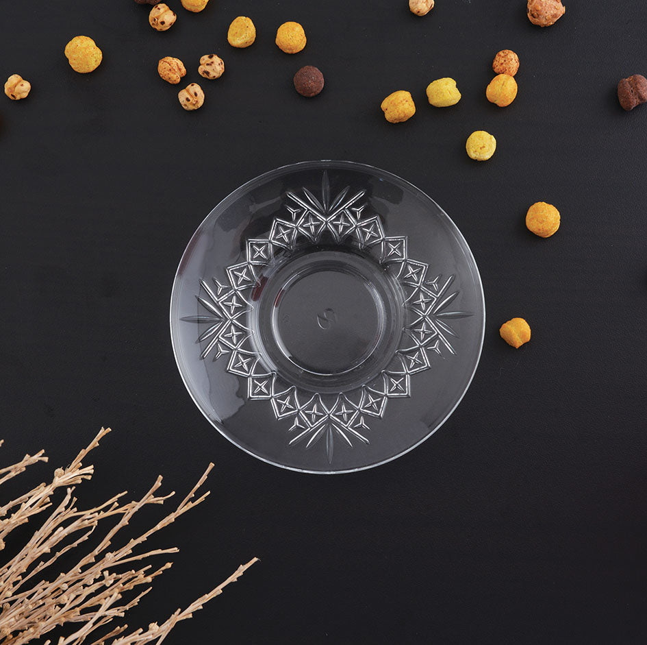 Turkish Tea Saucer Set 6 Piece — Pasabahce Timeless Round Glass Plates
