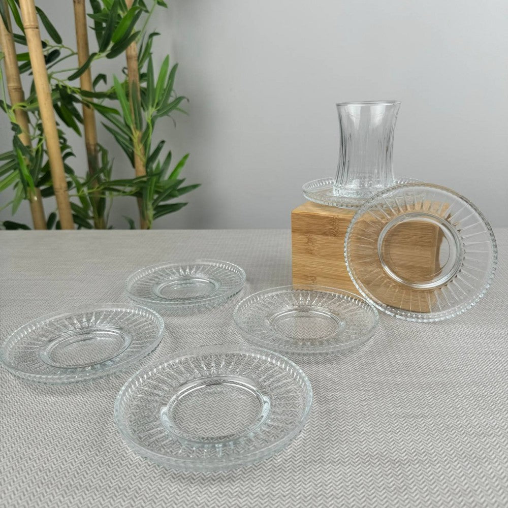 Turkish Tea Saucer Set 6 Piece — Pasabahce Elysia, 5 Inch