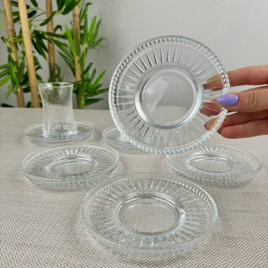 Turkish Tea Saucer Set 6 Piece — Pasabahce Elysia, 5 Inch