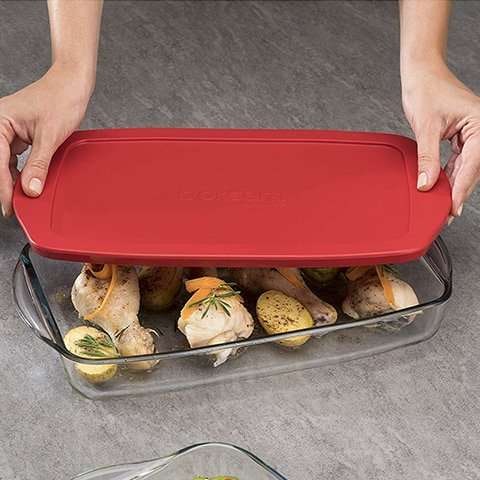 Borcam Glass Casserole Baking Dish with Lid — 45 Oz