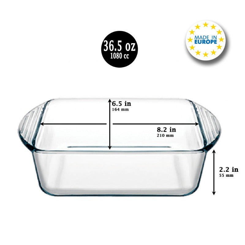 Pasabahce Glass Baking Tray Square Casserole — 36.5 Oz
