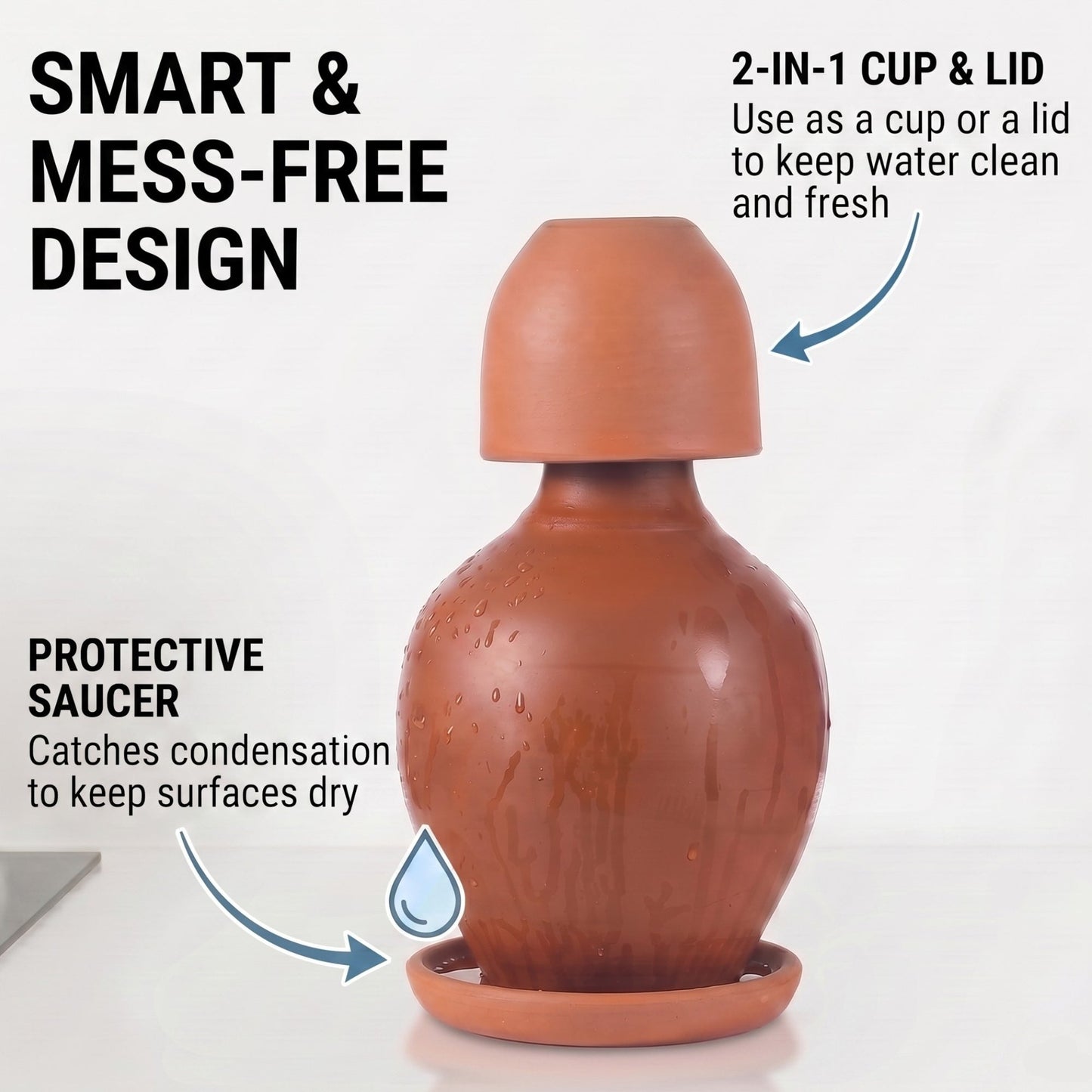 Terracotta Pitcher Set with Mug and Plate — Kapadokya, 76 Oz